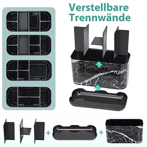 Zahnbürstenhalter Schwarz Zahnbürsten Halterung für Elektrische Zahnbürste Marmor-Muster 6 Abteile Abnehmbarer Zahnbürsten Organizer Familie Für Bad Waschbecken Arbeitsplatte 5