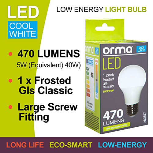 VFM - Cool White 5W Screw Base Classic Led Frosted Light Bulb - Orma - Image 2