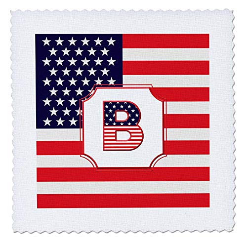 12x12 inch Quilt Square - Letter B Stars and Stripes Flag USA Monogram-Personalized Initial Personal Monogram Initials