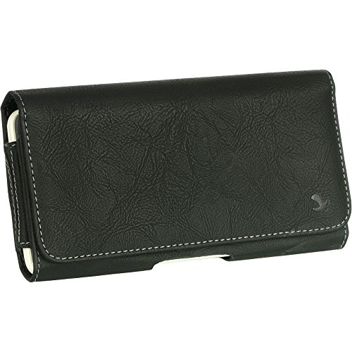 DreamWireless LPLGGFLU8HBK Galaxy Mega 6.3 GT-I9200 Folio Flip Furry Leather Belt Clip Case Cover, Black