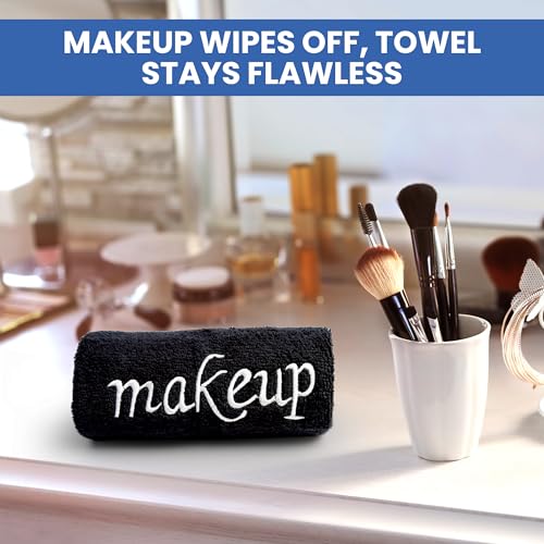 LINTEUM-Textile-Makeup-Remover-Wash-Cloth-Pack-of-12Black-Reusable-Fingertip-Face-Towel-13x13-inches-Extra-Soft-Quick-Dry-Makeup-Wipe-Washcloth-for-Hand--Beauty-Personal-Care