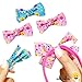 LUV HER Adorable Baby Girl Headband Set: Soft Elastic Headband with Four Matching Bows, Small Baby Shark Printed Hair Clips - Newborn Essentials and Must-Have Baby Gifts for Girls