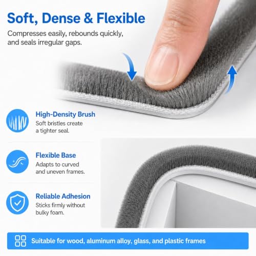 Bantie 20FT Weather Stripping Doors and Windows Seal Strip 0.35 x 0.35 in - image 5
