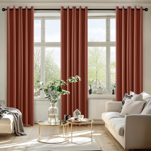 Image of MIULEE Blackout Curtains for Bedroom Living Room 2 Panels, Thermal Insulated Room Darkening Drapes Grommet Noise Reducing Light Blocking Window Treatments 72 Inches Long 40x72 Inch Terracotta
