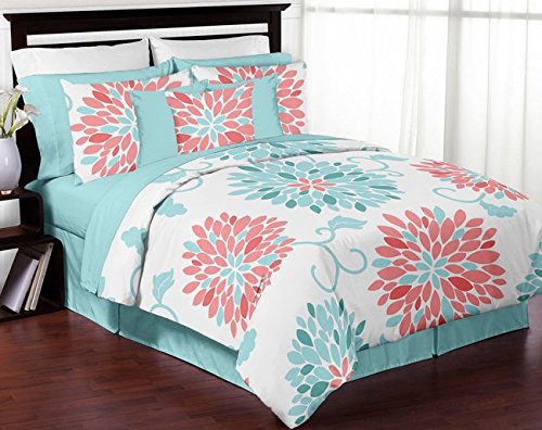 Image of Sweet Jojo Designs Turquoise and Coral Emma Collection Window Valance