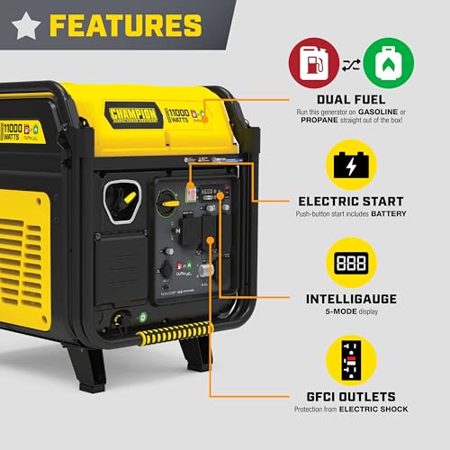 Image of Champion 11,000-Watt Electric Start Dual Fuel Portable Inverter Generator