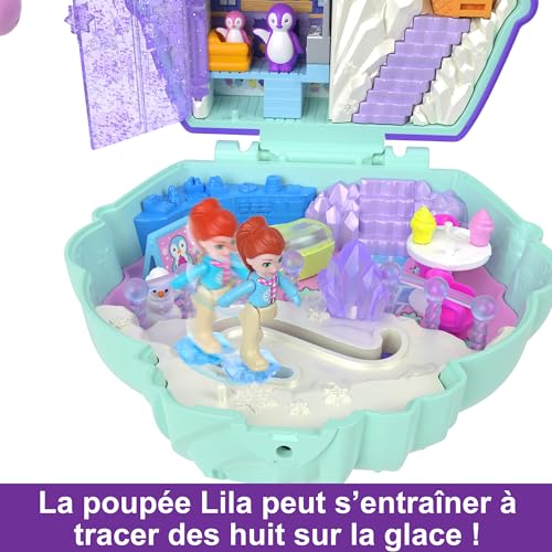 Polly Pocket Coffret Pingouin des Neiges avec 2 Mini-Figurines, 12 Accessoires, 6 Éléments De Jeu, Jouet Voyage, Jouet Enfant, A Partir De 4 Ans, HRD34