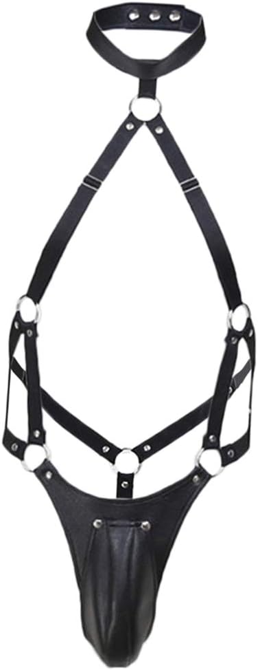 Body Imbracatura In Pelle PU Nera Per Uomo – Costume Mankini Jockstrap Clubwear Regolabile