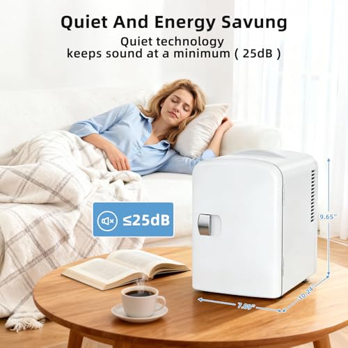 Image of Antarctic Star 4L /6 Can Portable Mini Fridge,Personal Compact Refrigerator,Small Cooler for Food,Drinks or Skin Care, AC /DC for Bedroom, Car, Office & Dorm, White