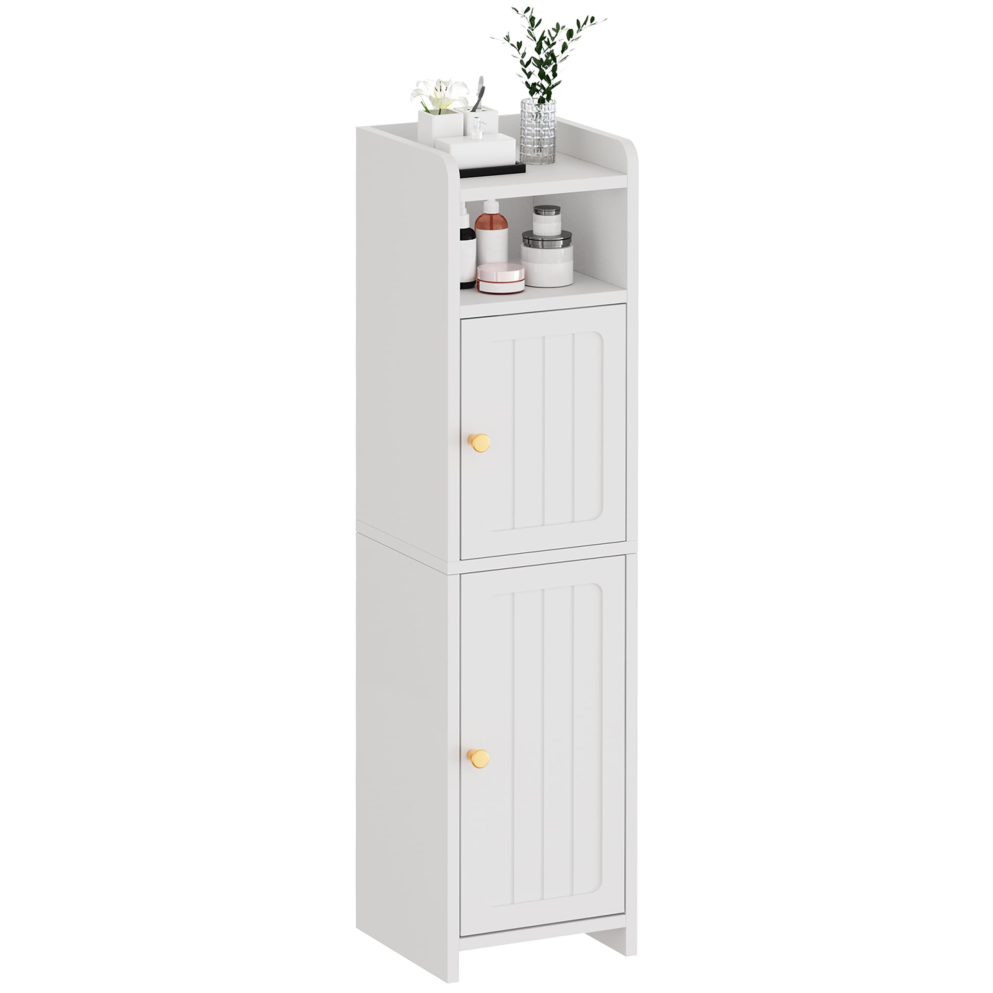 BEWISHOME Small Bathroom Cabinet, Bathroom Storage Cabinet with Adjustable Shelves & 2 Doors, Narrow Toilet Paper Cabinets, 7.9" D x 7.9" W x 31.5" H,