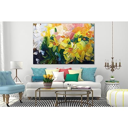 Cuadro en lienzo de flores texturizadas, triptico de 115 x 75 cm listo para colgar en el salon 2
