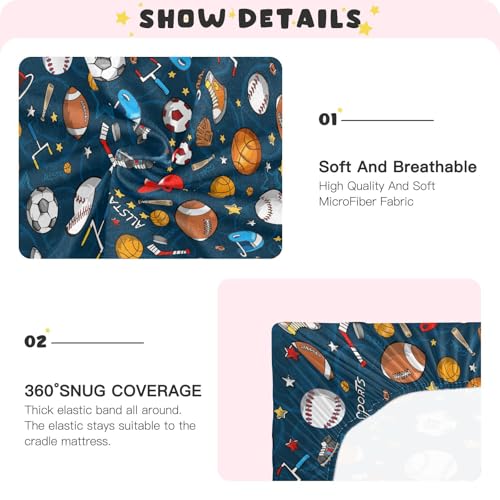 Image of Baby Crib Sheet Sport Crib Mattress for Boys and Girls Playard Sheet Soft Breathable Fitted Baby Mattress Cover 52x28in
