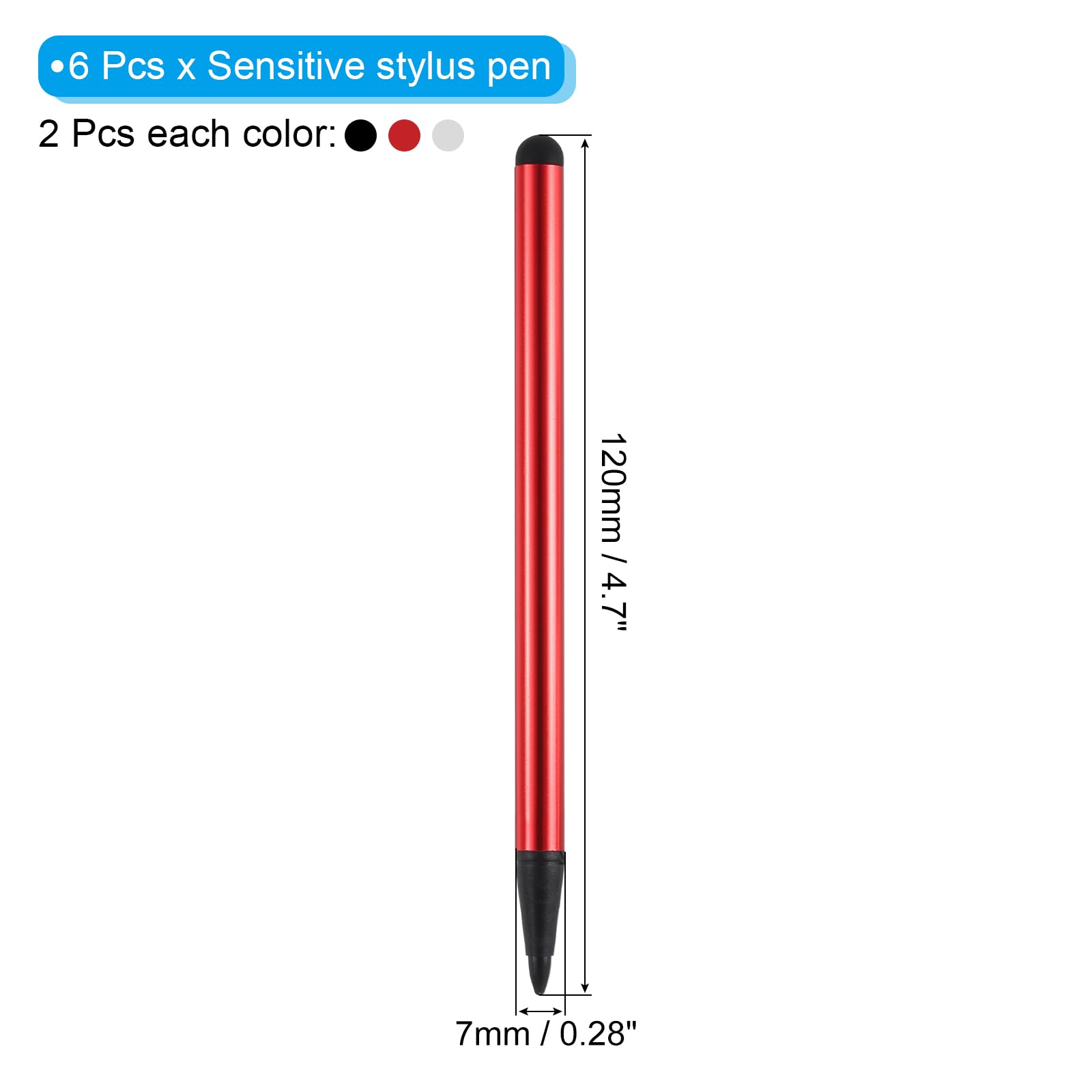 sourcing map 6 Pack 2 in 1 Mobile Phone Touch Screen Pen Durable Stylus