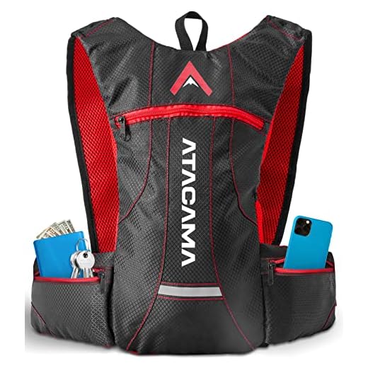 Atacama Fahrradrucksack 2l ohne Trinkblase für Herren Damen - Leichter Skirucksack klein, Trailrunning Rucksack zum Laufen Laufweste (wasserdicht & reflektierend) Rucksack Fahrrad joggen ROT