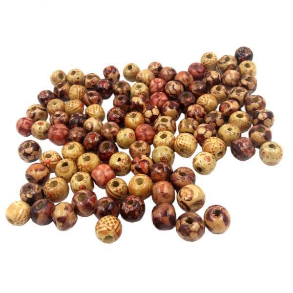 SNAPPSY 2x100pcs 10mm Mixed Round Wooden Beads for Jewelry Making Loose Spacer Charms-picture-14