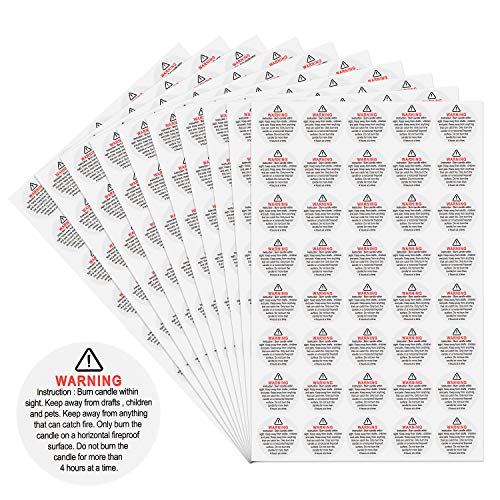 400 Pieces Candle Warning Labels 1.2 Inch Wax Melting Safety Stickers for Candle Making