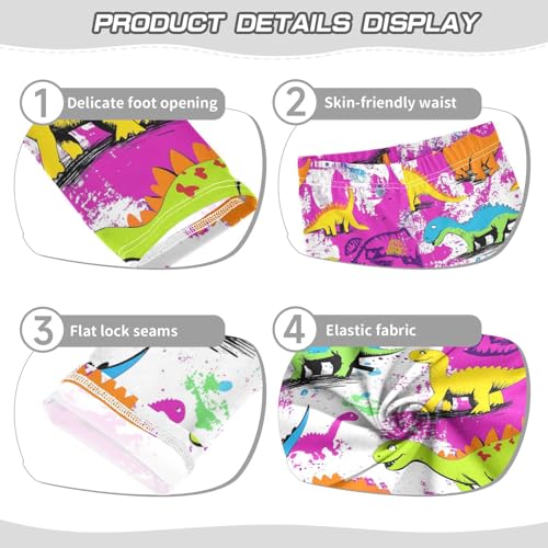 Wusikd Colorful Dinos Girls' Leggings Toddler Doodles Cute Kids Yoga Pants Dance Active Tights 4T3
