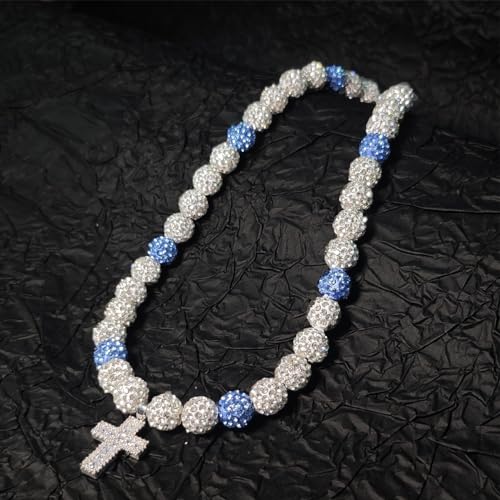 16 Inch Baseball Necklaces for Boys, 18-20 Inch Baseball Necklace, Rhinestone Baseball Bead Necklace, Baseball Cross Necklace for Men, Adjustable Baseball Drip Bling Necklace for Baseball Team Lovers2