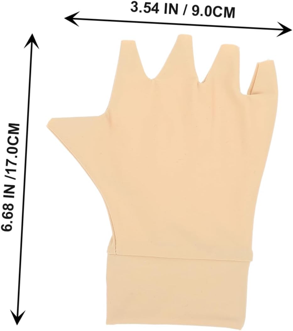 Arthritis Compression Gloves Half Finger Breathable Hand Protectors for Men Women Elastic Non Slip Wrist Support Relieves and Swelling Lightweight Comfortable Beige