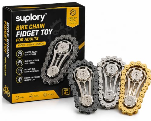 Image of Fidget Toys for Kids, Fidget Toys, Black Compact Toys for Kids Adults Bicycle Chain Top Stress Relief Toy Durable Portable Ages (Pack of 1)