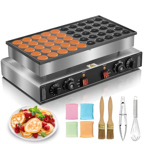 FOHERE 25PCS Mini Dutch Pancake Maker, 1000W Commercial Non-Stick Poffertjes Grill, Stainless Steel