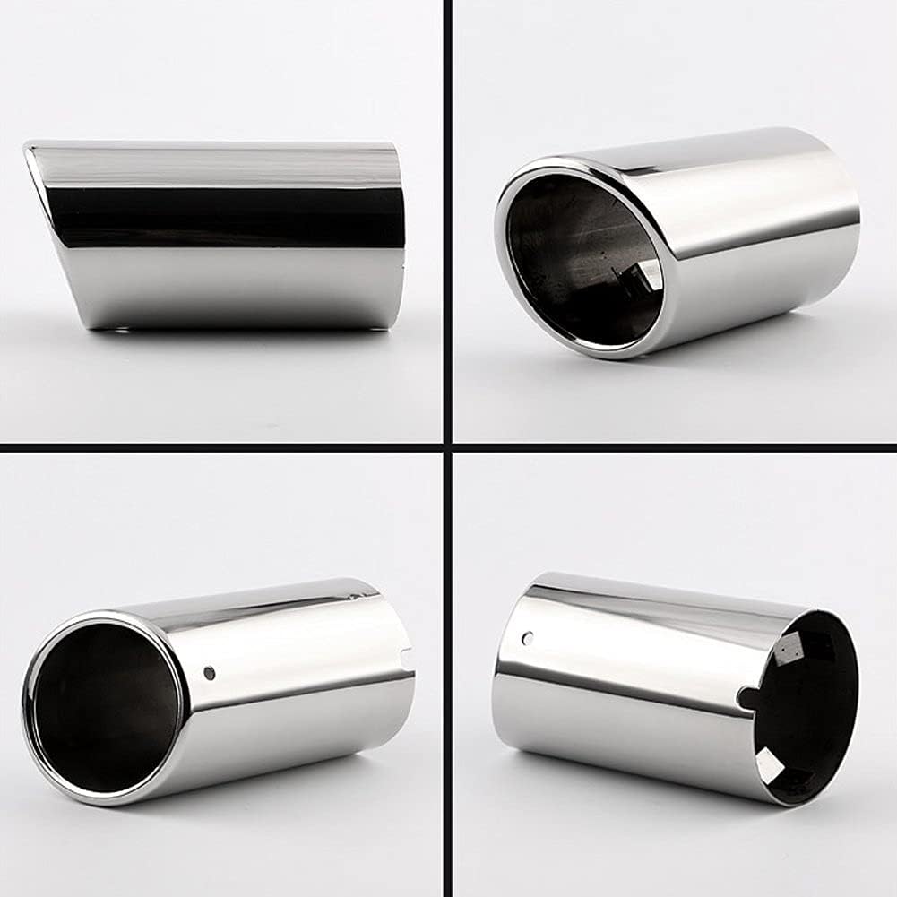 Dsycar Stainless Steel Exhaust Tips Pair, Chrome Polished, Compatible with Audi Q5/A4/A4L/A3, Compatible with VW CC 2012-2015/ Passat 1.8T 2.0T 2011-2015 / Tiguan 2011-2015 (Silver)