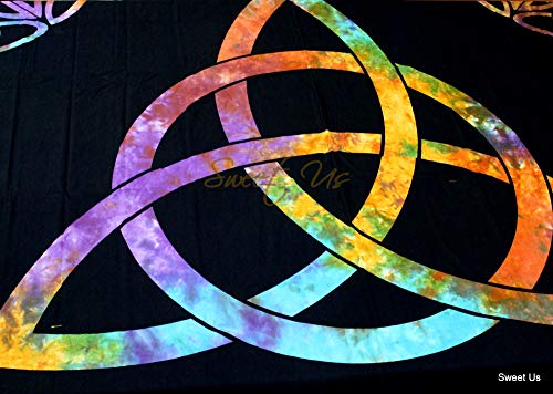Sweet Us Celtic Print Tablecloth For Square Tables 72X72 Black Blue Green Purple Gold Orange Triquetra Trinity Cotton Fabric Kitchen, Dining Linen #TOP6