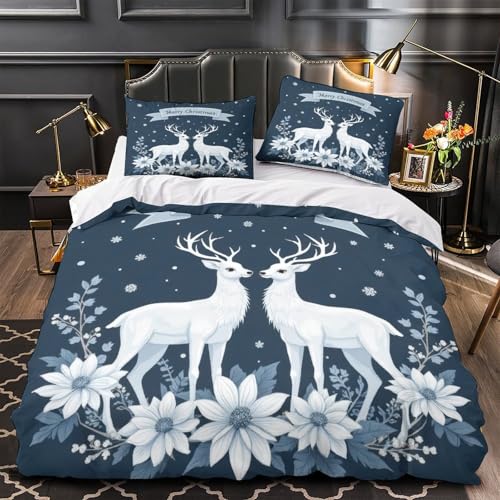Parure de lit cerf de Noël en microfine douce avec impression 3D premium