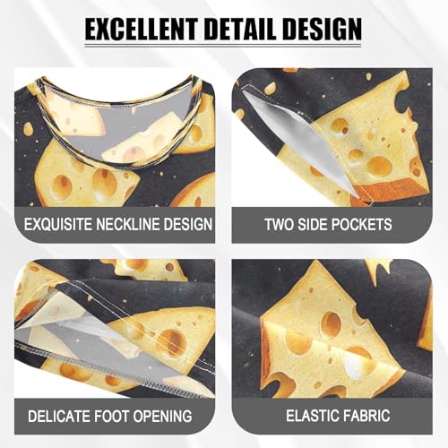 Pajama Sets Short Sleeve Cheese Wedges on Dark Soft Cotton Summer Sleepwear 2 Piece PJS Size 5-14T3