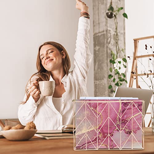 30 Pcs Hanging File Folder File Cabinet Organizer Letter Sized Hanging Folders And Interior Folders Decorative Filing Folders With 1/5 Adjustable Cut Tabs For Desk Cabinet, 6 Styles (Marble Style) #TOP5