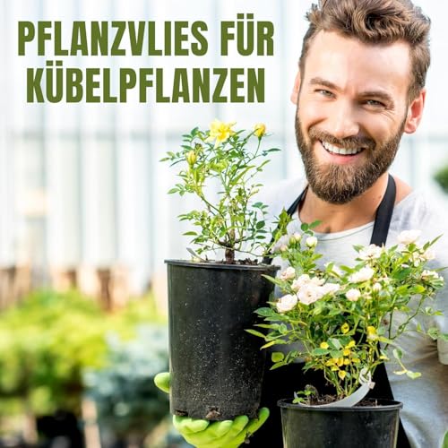 KRONLY Vlies für Blumentöpfe 2m x 1m + Drainagegitter 2 Stück verhindert Staunässe 50g/m² Unkrautvlies Blumenkübel