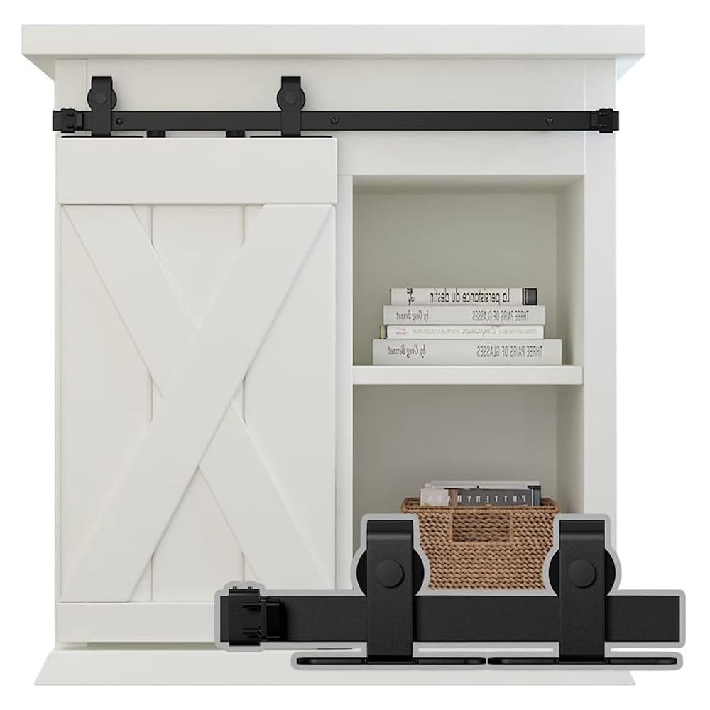 Single Door Cabinet Sliding Barn Hardware Kit, Super Mini for Wardrobe TV Stand,Smooth Gliding
