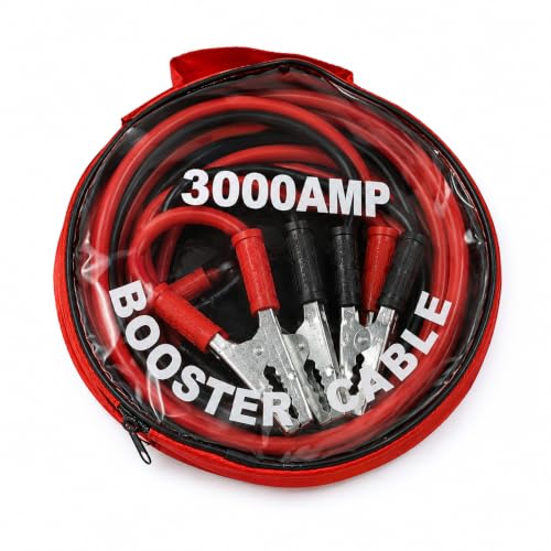 Image of AJIGNA MART 3000 AMP Heavy Duty Car Battery Booster Jumper Cable | Thick Gauge Jump Start Cables with Insulated Alligator Clamps | Emergency Battery Booster for Cars, SUVs, Vans & Trucks