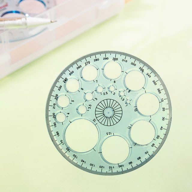 White Full Circle Template Plastic Round Protractor 360 Degree for Painting Drawing Drafting Tool 16 Circular Sizes,Technical Drawing Supplies,Protractors - Image 4