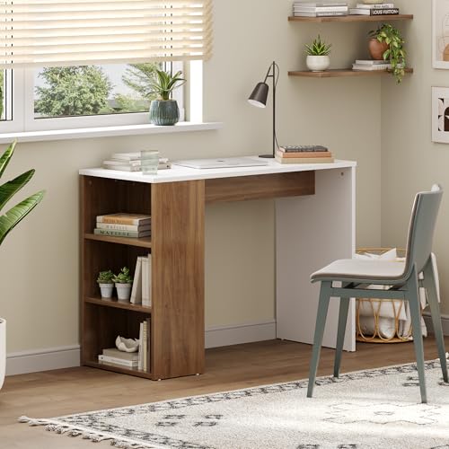 Image of Wakefit Brenn Engineered Wood Study Table - Columbian Walnut & Frosty White