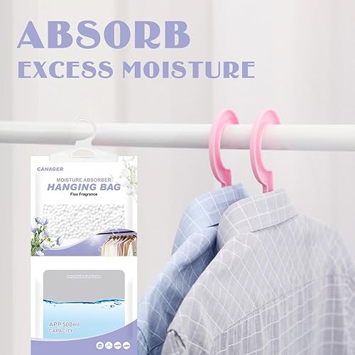 Miniatura 2 de CANAGER Absorbedor de humedad colgante, fragancia de lino, bolsa colgante desecante a prueba de humedad, bolsa deshumidificadora (8 paquetes),
