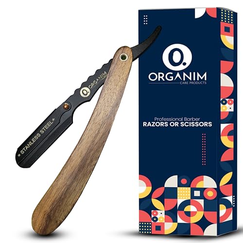 Image of Barber Shaving Razor for Men with Wooden Handle | Stainless Steel Clip Head Razor for Salon and Home Grooming | Manual Beard Shaving and Trimming Razor for Barbers (Black)