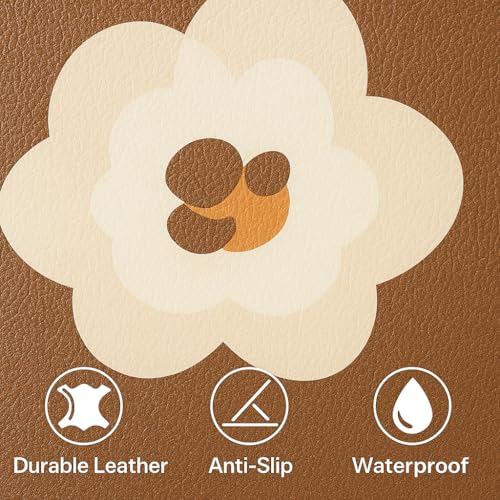 Image of YELONA Leather Dining Table Placemats Set of 6 - Waterproof, Heat Resistant, Anti-Slip, Easy to Clean Table Mats for Dining Table, Kitchen & Home Decor (Burnt Brown, 40 x 30 cm)