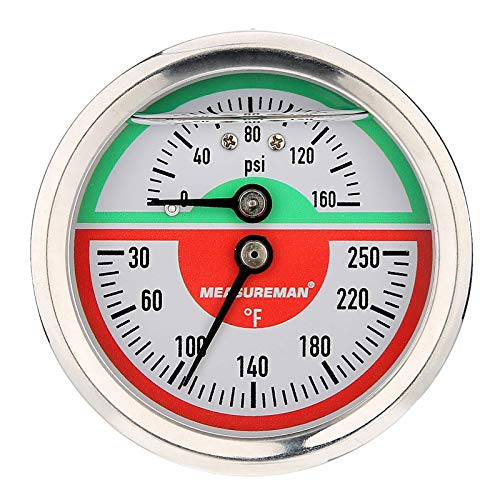 Thermo-manomètre 1/4 NPT avec cadran acier inoxydable pour réseau de chauffage