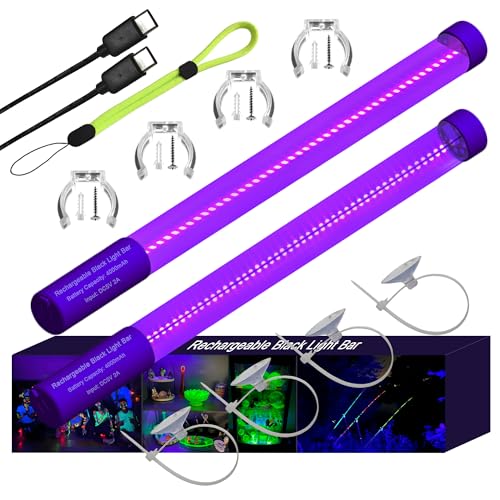 TITO 395nm Rechargeable Black Light Wand Bar Waterproof Shatterproof 2 Pack