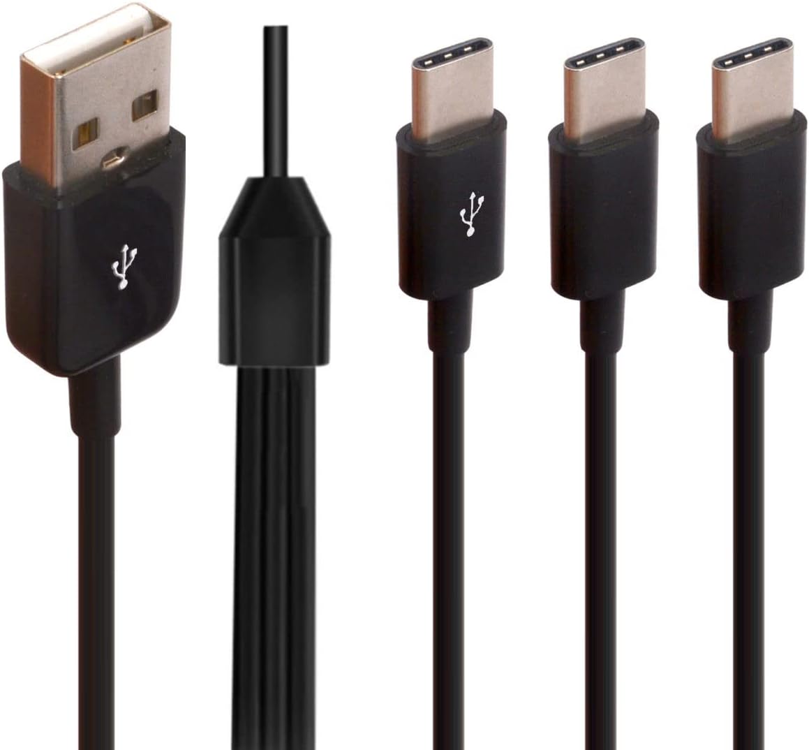 Multi USB C Splitter Cable, 3 in 1 USB 2.0 A Male to Three USB Typec C Male 1 to 3 Sync Charging Cable Adapter Cord Compatible with Mobile/Android and More (30cm)