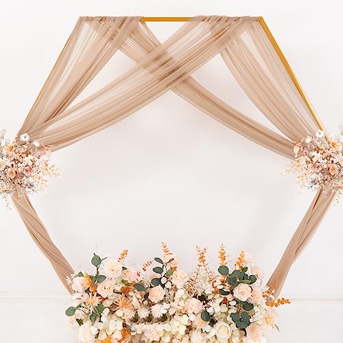 Image of MLMC Nude Wedding Arch Draping Fabric 4 Panels 29 inch x 20 FT Extra Long Gauze Drapes Sheer Backdrop Curtains 6.6 Yards Outdoor Drapery Panels for Wedding Ceremony Party Ceiling Decoration