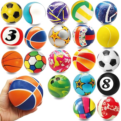 Lavatelli - Conjunto de 20 peças bolas macias com tema desportivo, diâmetro 10 cm, detalhes de aniversário para crianças, gadgets ideais para casa ou ar livre, ideias de presentes divertidos para