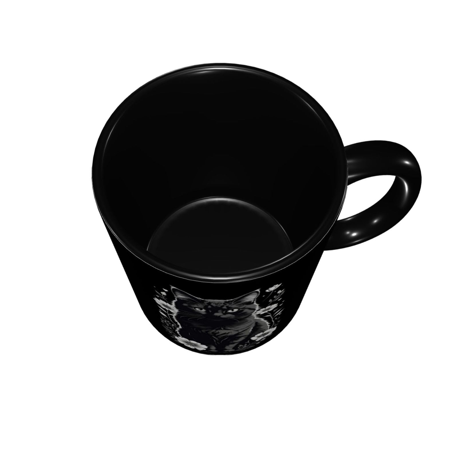 黒色の花模様マグカップ3個セット
