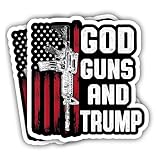 eDesign God Guns and Trump Sticker Decal - 4 Inches - Trump Stickers for Car Truck Van Window Bumper Laptop Tablet Cup Tumbler Water Bottle and Any Smooth Surface 2-Pack