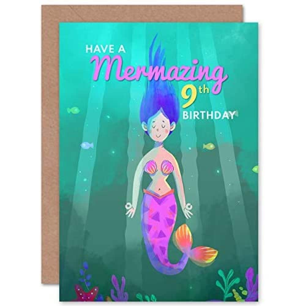 Wee Blue Coo Mermaid Pink Mermazing Birthday 9th Greetings Card