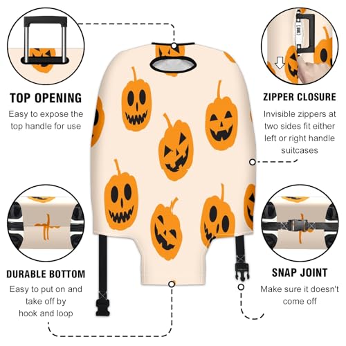 Travel Luggage Cover Suitcase Protector Scratch-Resistant Fit, Not Included Suitcase Pumpkin Halloween Pattern S3