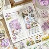 MiyouLuna Deep Lane in Bloom PET Pre-Cut Floral Tape Set - 6 Rolls Transparent Garden Sticker Strips + 1 Clip for Scrapbook Journals Junk Journal Collage DIY Décor #4