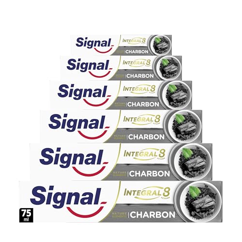 SIGNAL - Dentifrice Integral 8 Nature Elements Charbon - Des dents plus blanches et une bouche purifiée - Zinc minéral - 96% d'ingrédients d'origine...
