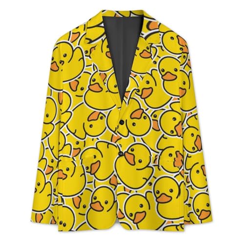 Cute Yellow Rubber Ducky Men's Two Button Suit Jacket Sports Coat Novelty Casual Outwear Tops Funny3